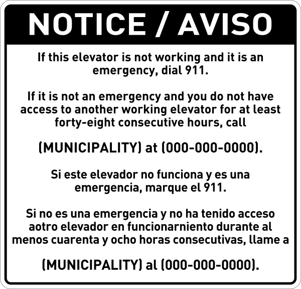 Elevator Operating Notice