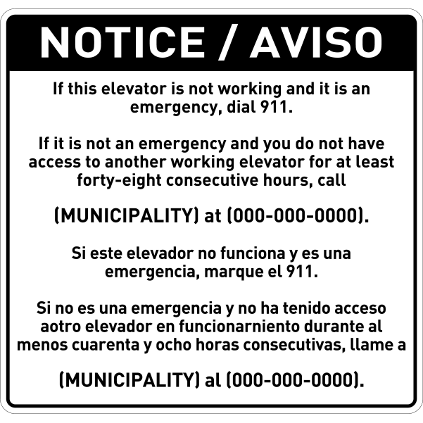 Elevator Operating Notice